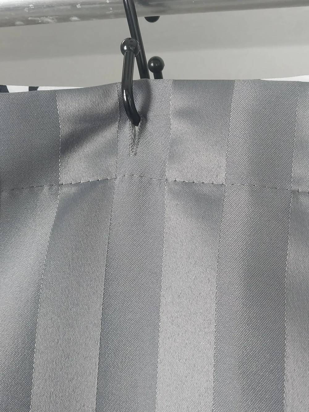 Fieldcrest Two Tone Grey Satin Stripe Shower Curtain